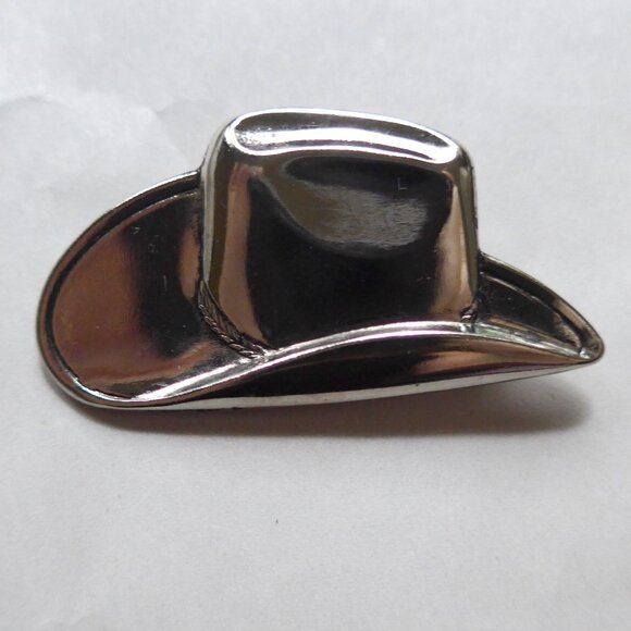 Silvertone Cowboy Hat Pin - Picture 1 of 9
